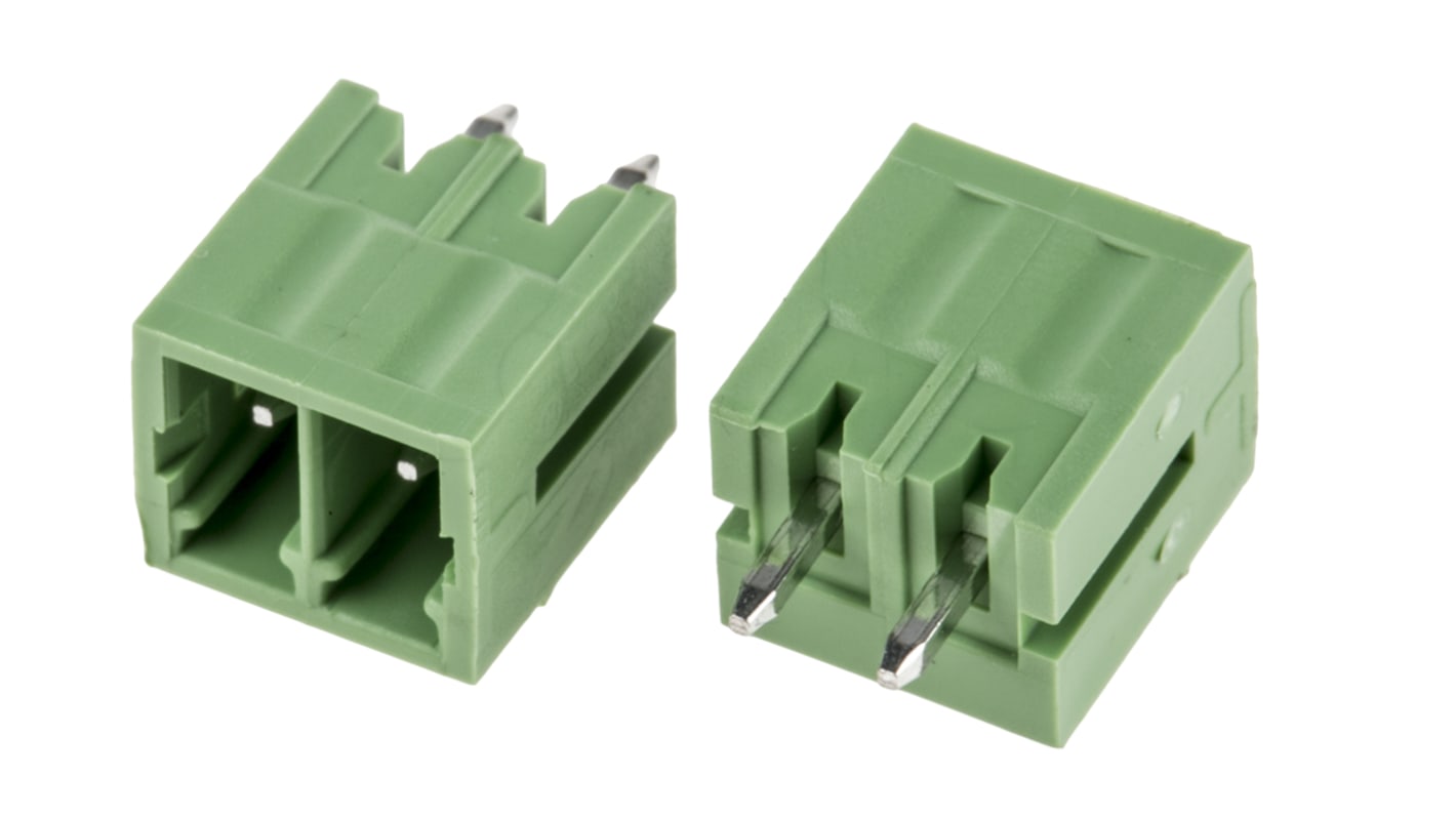RS PRO 2p插拔式接线端子 直向排针, 3.5mm间距, 10.0A, 200.0 v, THT安装, 焊接端接