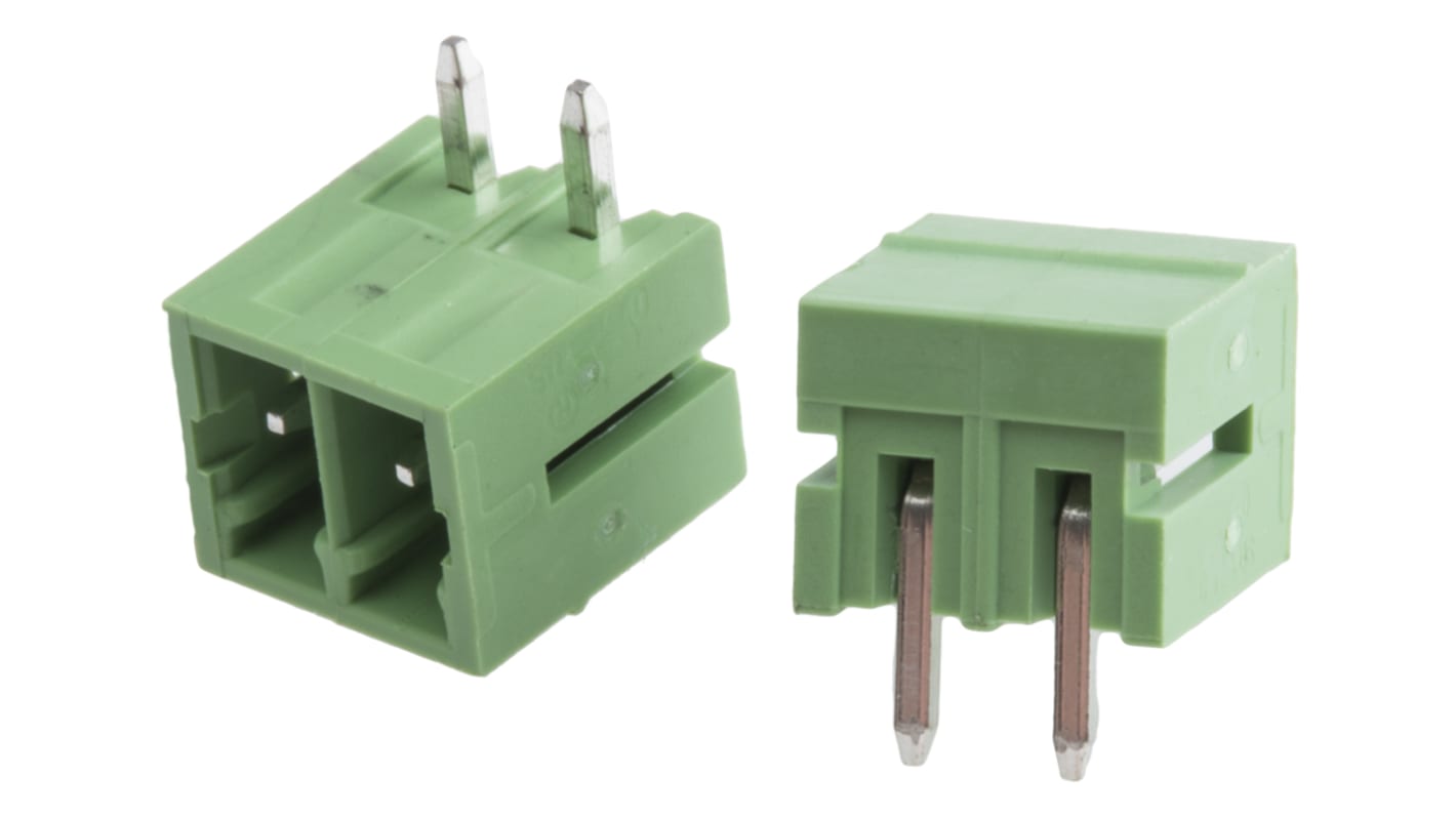 RS PRO, 3.5mm Pitch, 2 Way, Right Angle, Pluggable Terminal Block, Header, Through Hole, Solder Termination