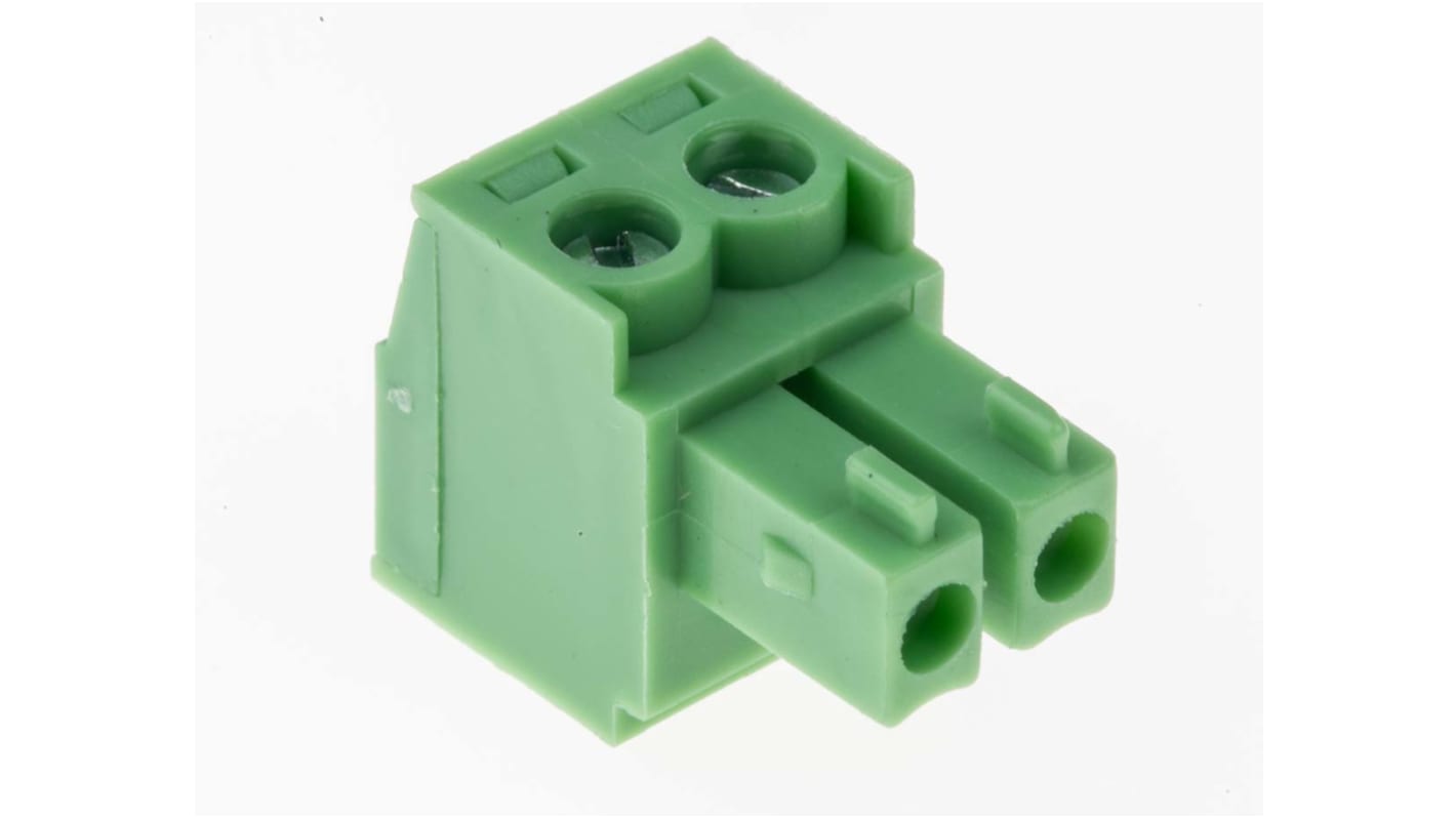 RS PRO, 3.81mm Pitch, 2 Way, Right Angle, Pluggable Terminal Block, Plug, Through Hole, Screw Termination