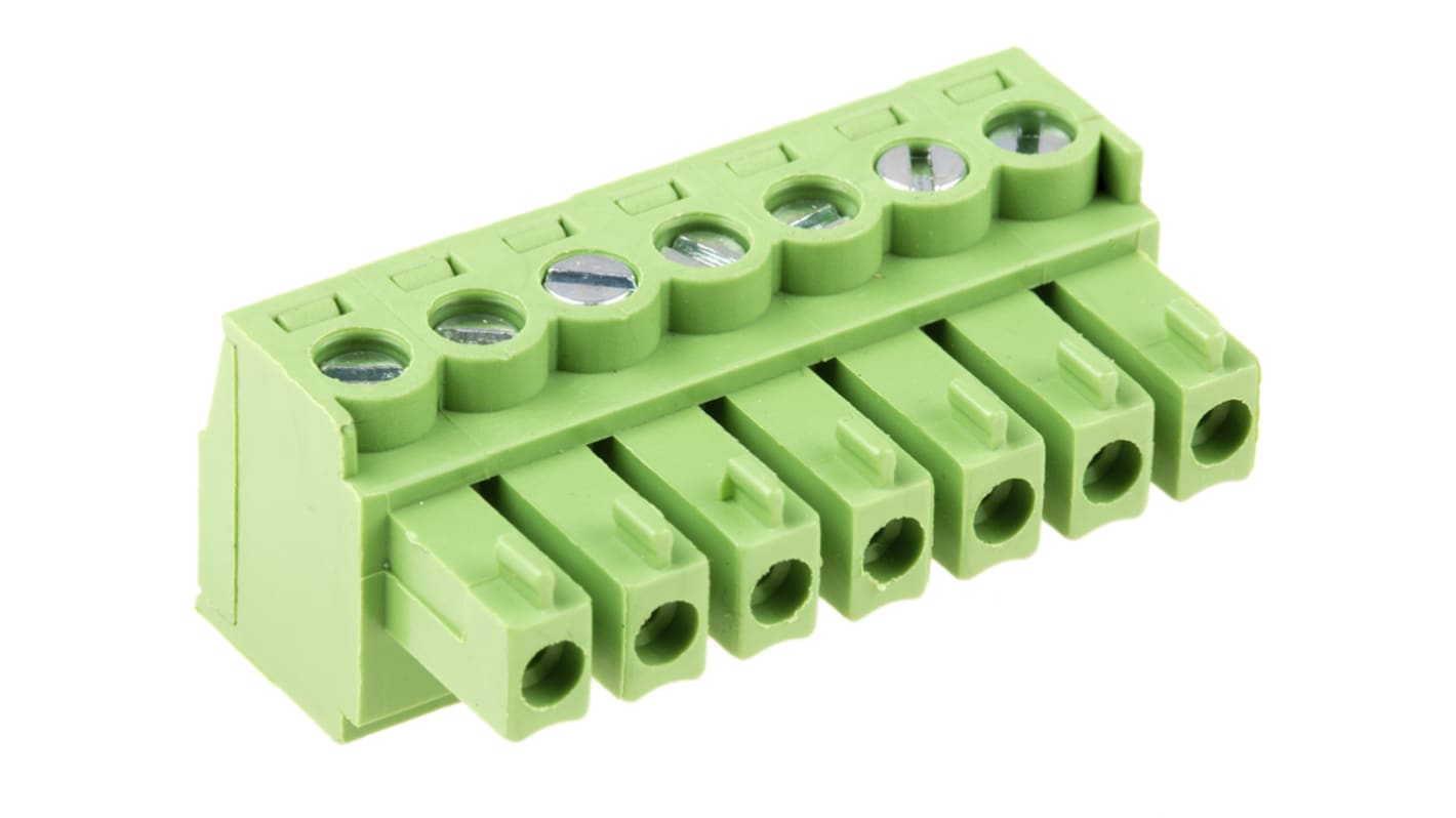 RS PRO, 3.81mm Pitch, 7 Way, Right Angle, Pluggable Terminal Block, Plug, Through Hole, Screw Termination