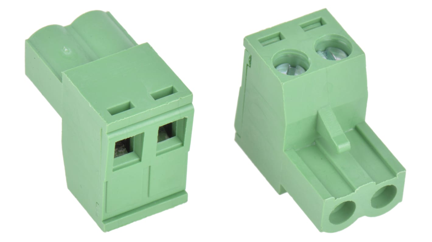 RS PRO, 5mm Pitch, 2 Way, Right Angle, Pluggable Terminal Block, Plug, Through Hole, Screw Termination