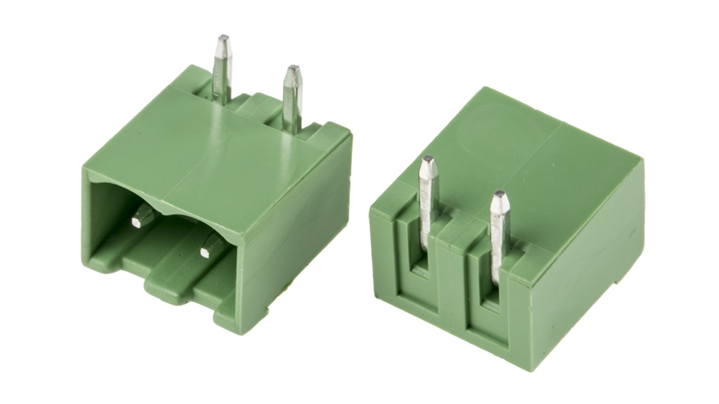RS PRO, 5.0mm Pitch, 2 Way, Right Angle, Pluggable Terminal Block, Header, Through Hole, Solder Termination