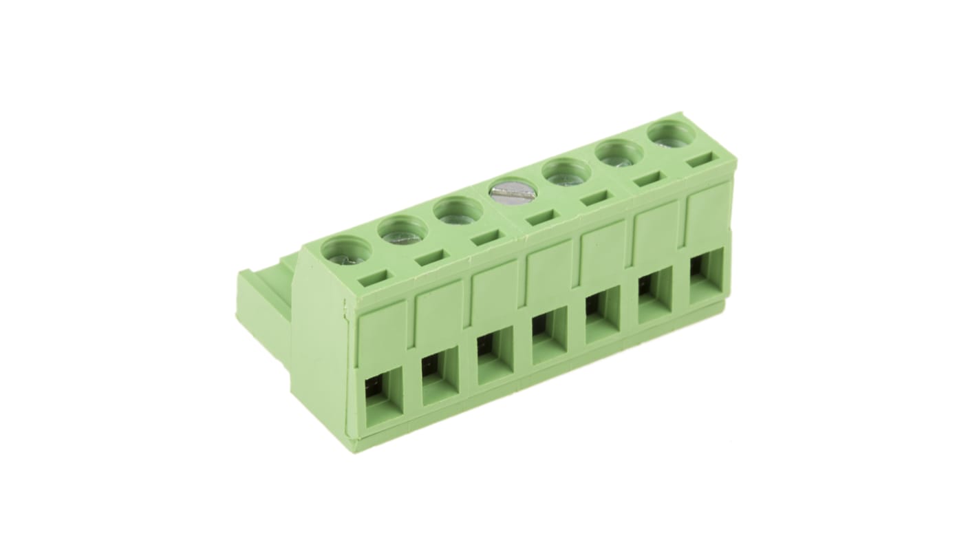 RS PRO, 5.08mm Pitch, 7 Way, Right Angle, Pluggable Terminal Block, Plug, Through Hole, Screw Termination