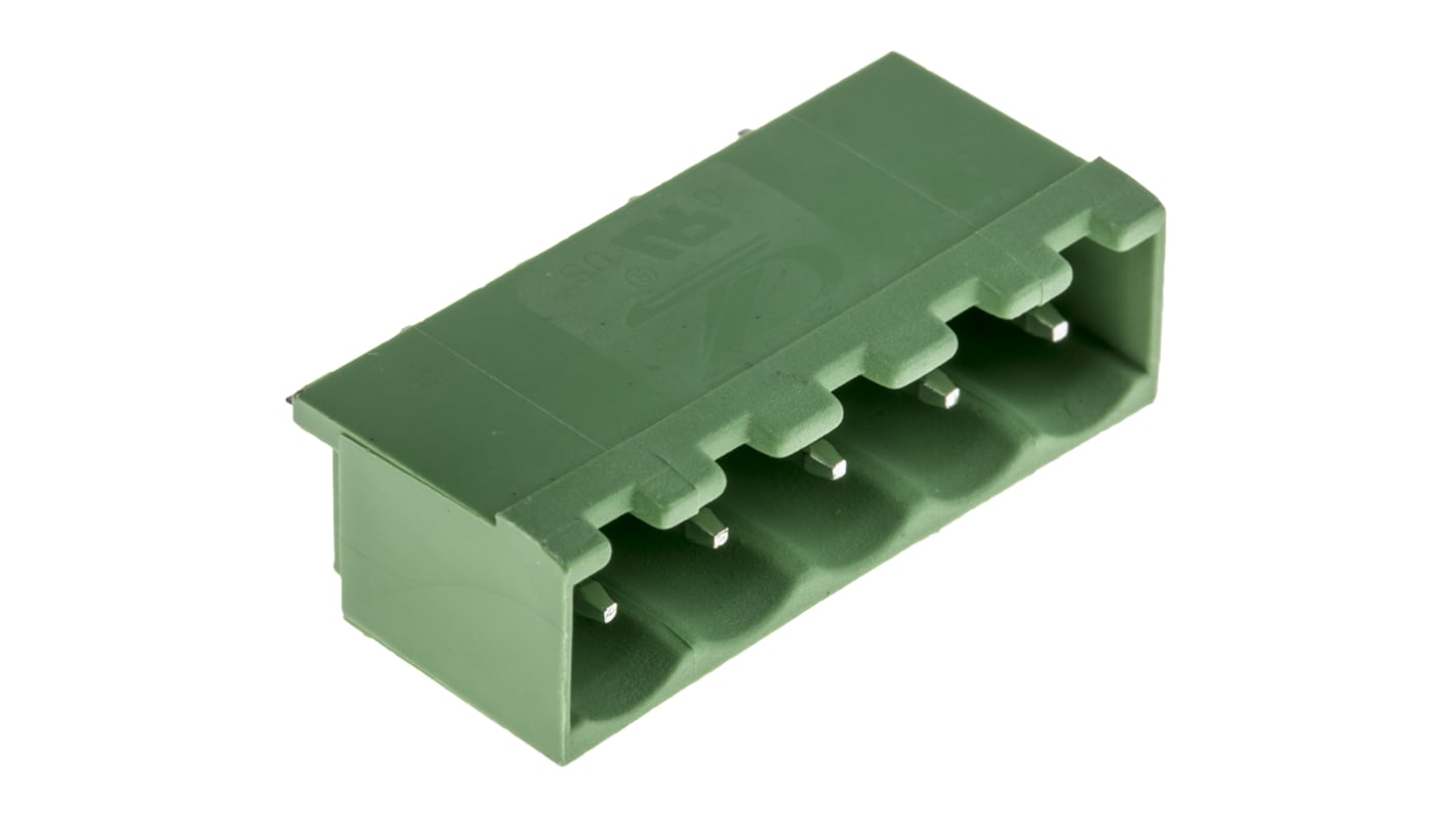 Bloque de terminal PCB RS PRO de 5 vías, 1 fila, paso 5.08mm, para soldar, Orificio Pasante