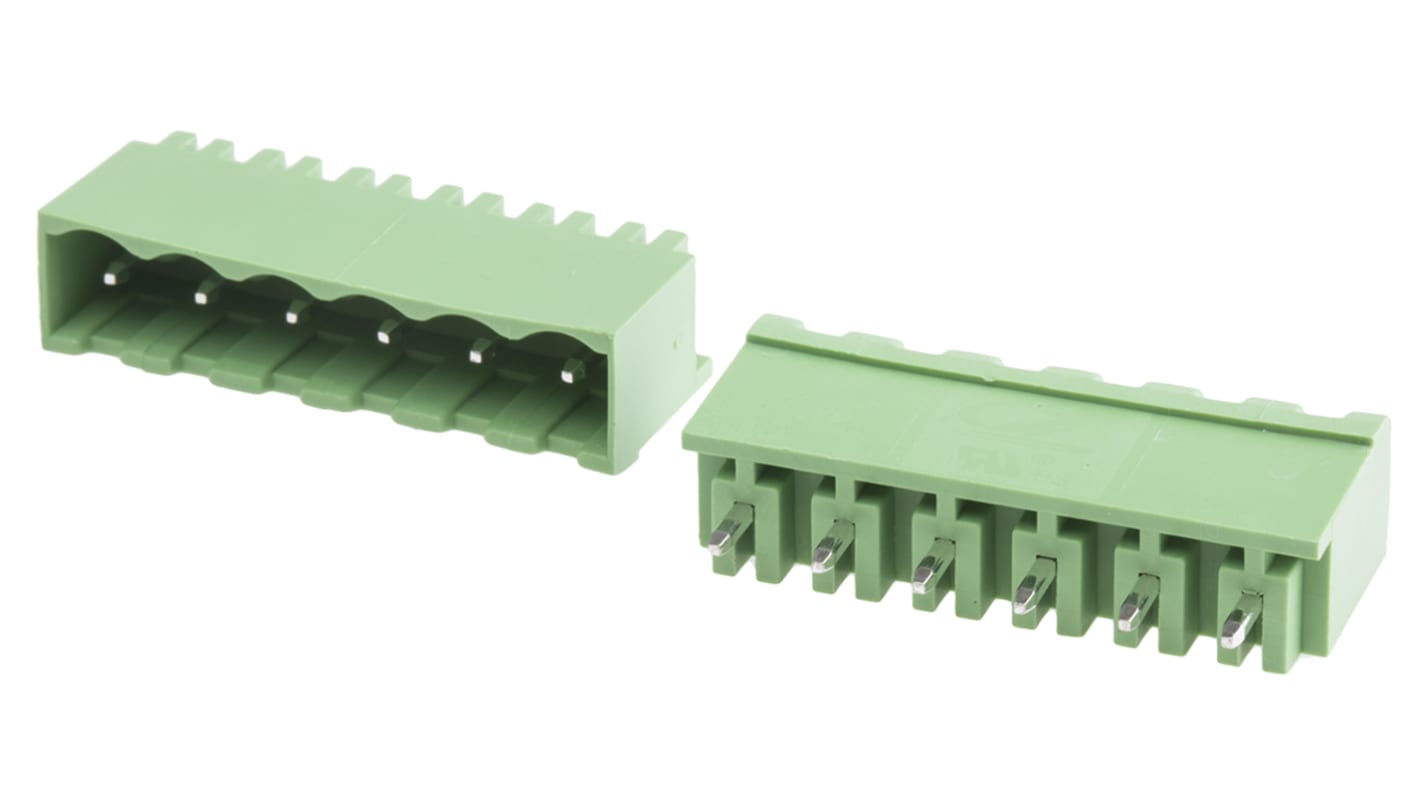 Bloque de terminal PCB RS PRO de 6 vías, 1 fila, paso 5.08mm, para soldar, Orificio Pasante