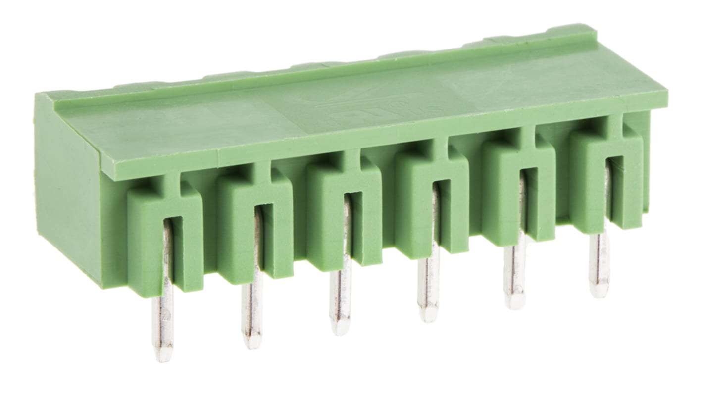 RS PRO, 5.08mm Pitch, 6 Way, Right Angle, Pluggable Terminal Block, Header, Through Hole, Solder Termination