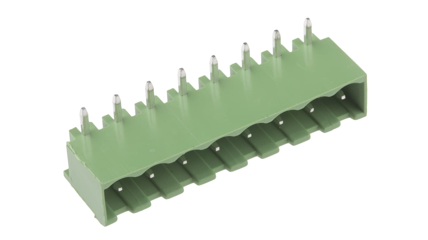RS PRO, 5.08mm Pitch, 8 Way, Right Angle, Pluggable Terminal Block, Header, Through Hole, Solder Termination