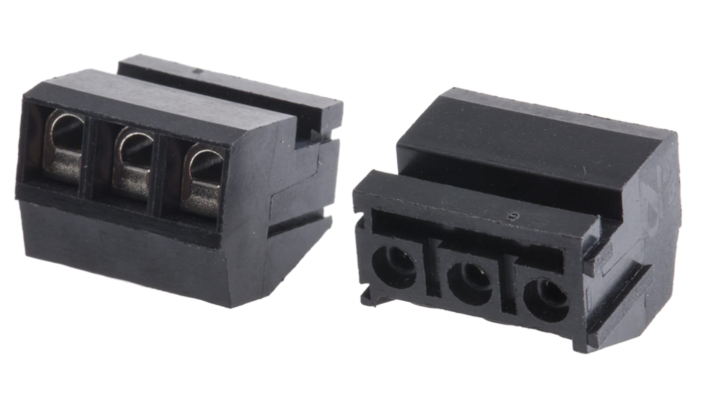 RS PRO PCB Terminal Block, 3-Contact, 5mm Pitch, Through Hole Mount, 1-Row, Screw Termination
