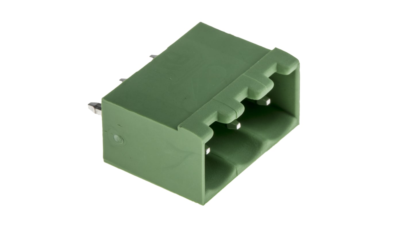 RS PRO 3p插拔式接线端子 直向排针, 5.0mm间距, 15.0A, 250.0 v, THT安装, 焊接端接
