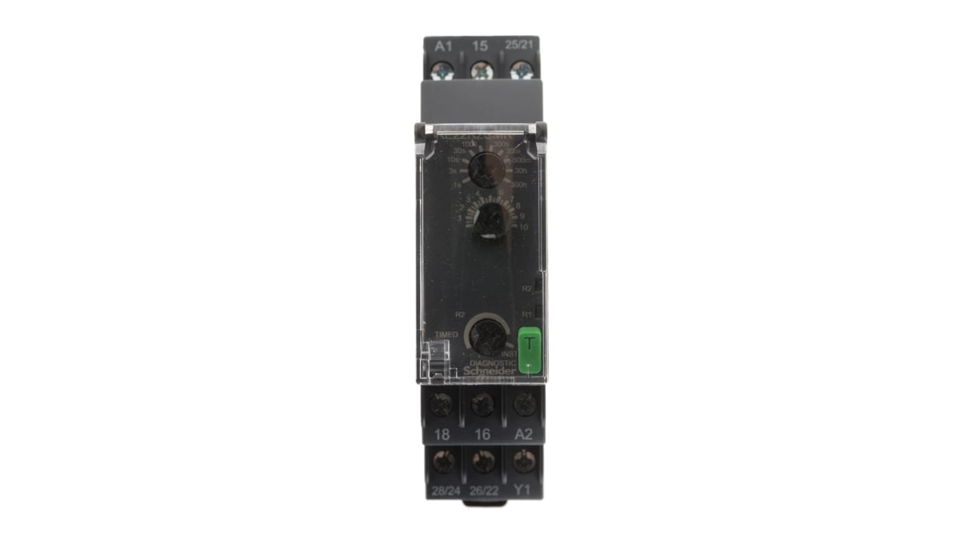 Schneider Electric 断电延时时间继电器, 24 → 240V 交流/直流电源, 0.05 → 1s范围, 2触点