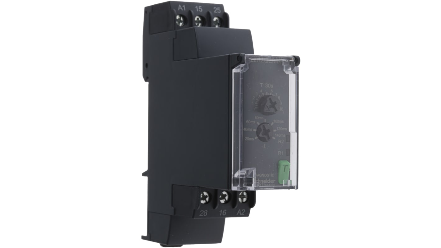 Schneider Electric Harmony Time Series DIN Rail Mount Timer Relay, 24 → 240V ac/dc, 2-Contact, 0.3 → 30s,