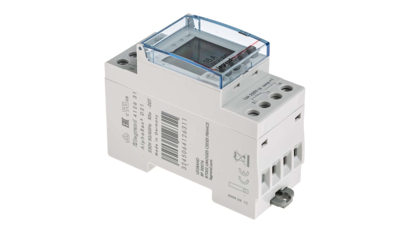 Legrand 数字DIN导轨定时开关, 双通道, 230 V 交流电源, 可设时，分，秒