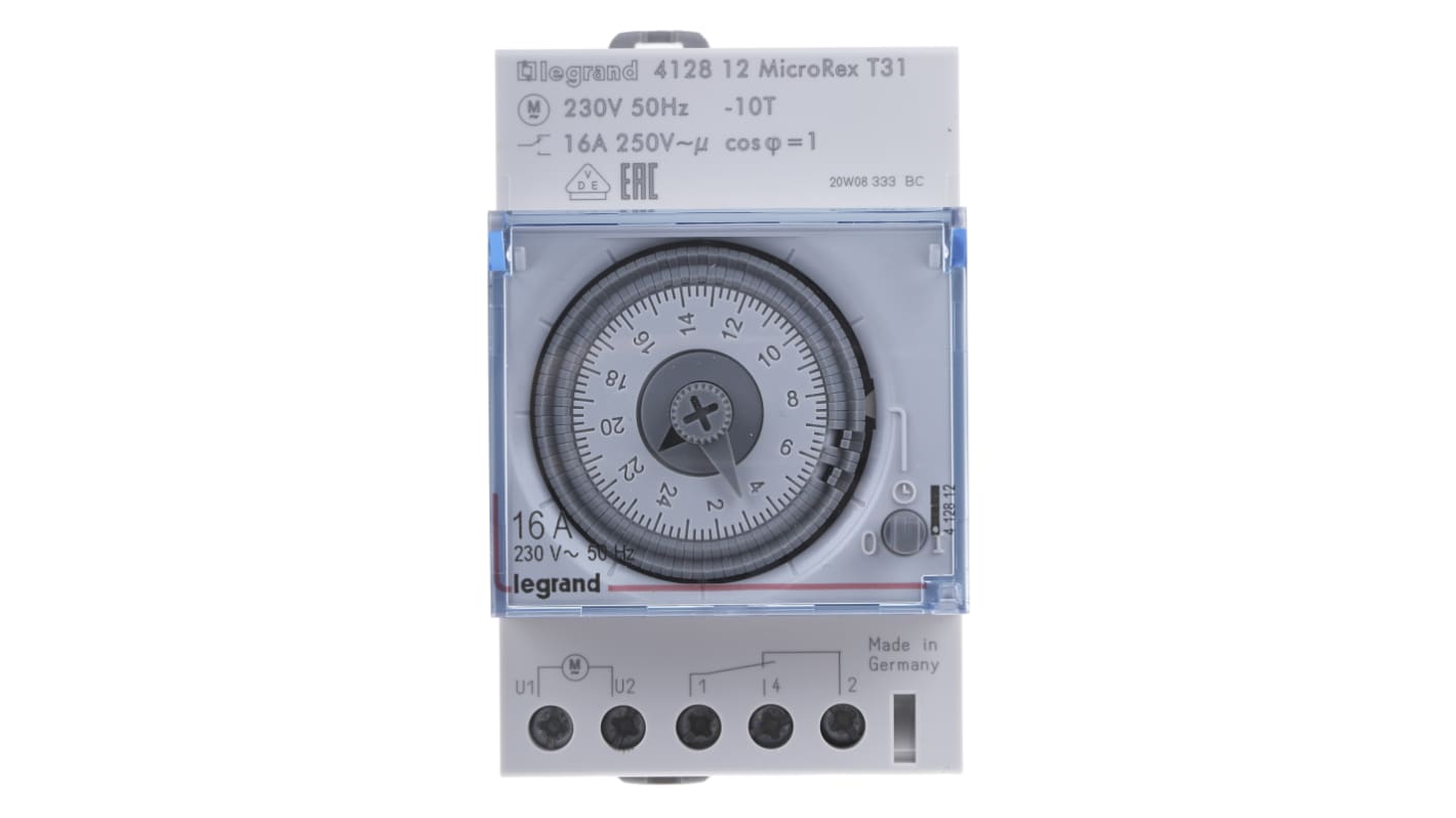 Legrand 机械DIN导轨定时开关, 三通道, 230 V 交流电源, 单刀双掷, 可设时，分，秒