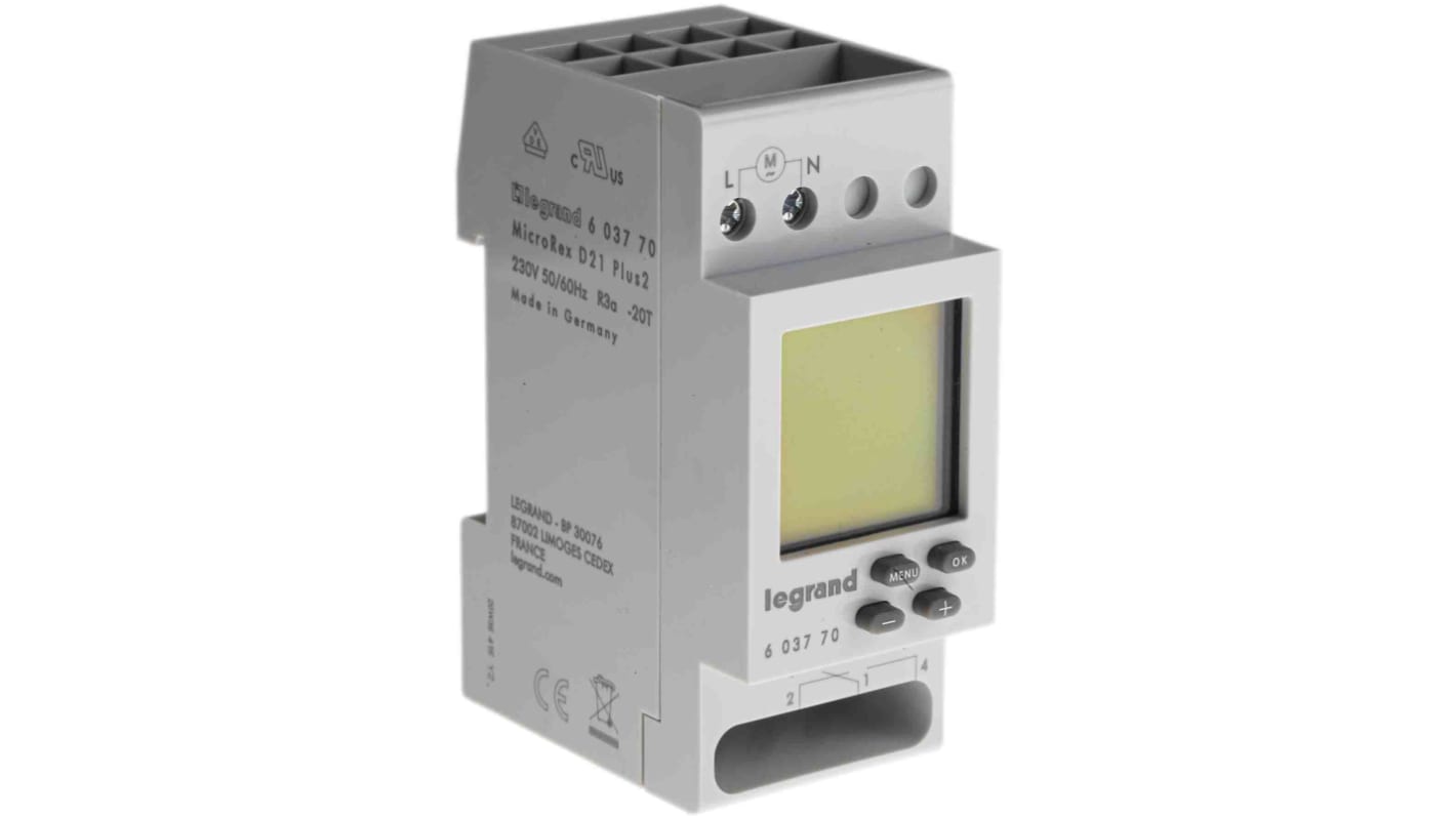 Legrand Digital DIN Rail Time Switch 230 V ac, 1-Channel