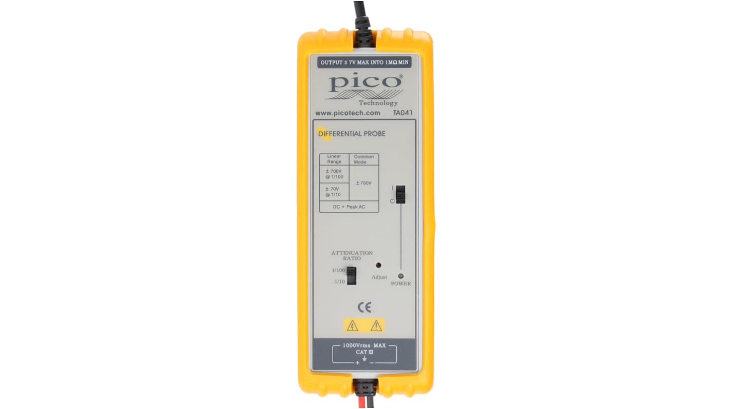 Pico Technology TA Series TA041 Oscilloscope Probe, Differential Type, 25MHz, 1:10, 1:100, BNC Connector