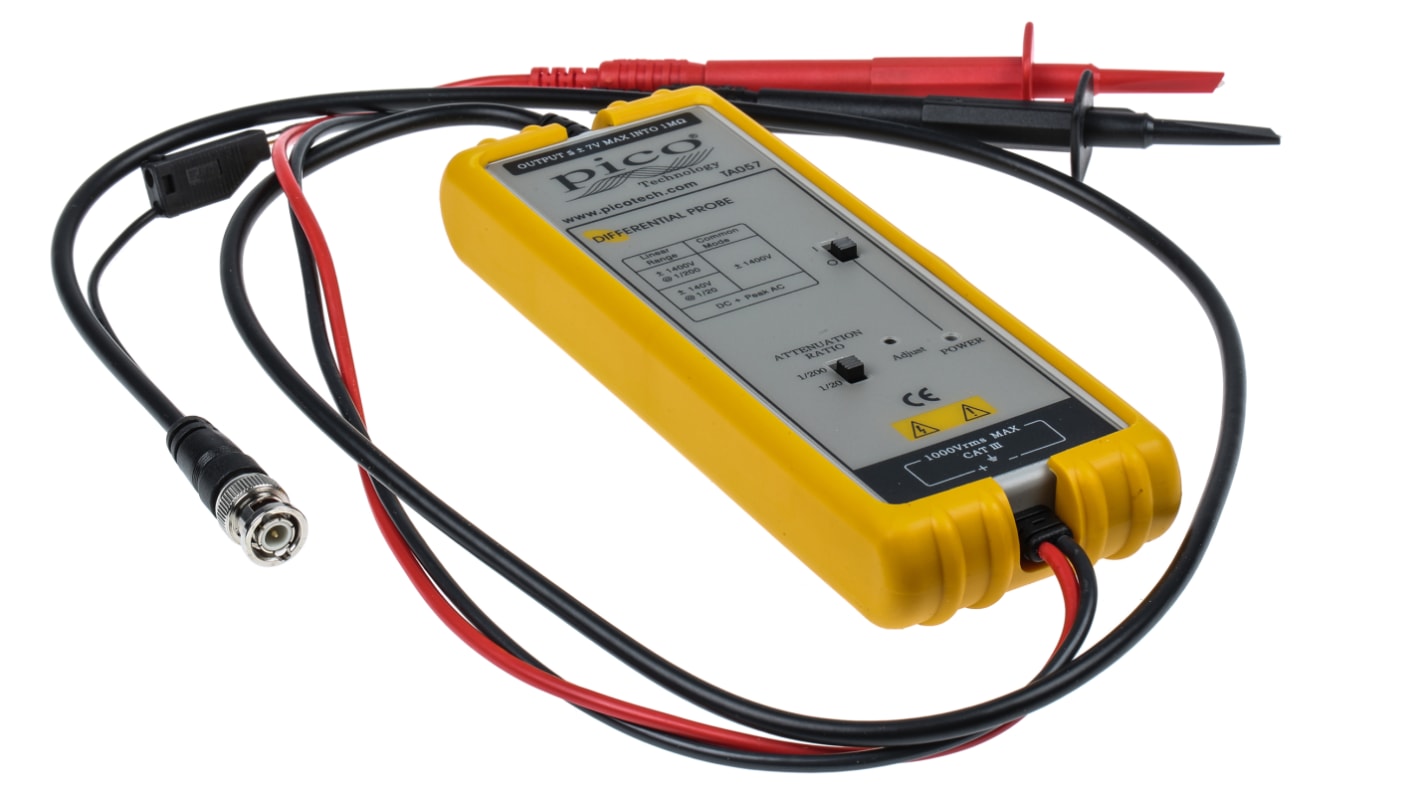 Pico Technology TA057 Oscilloscope Probe, Active, Differential Type, 25MHz, 1:20, 1:200, BNC Connector