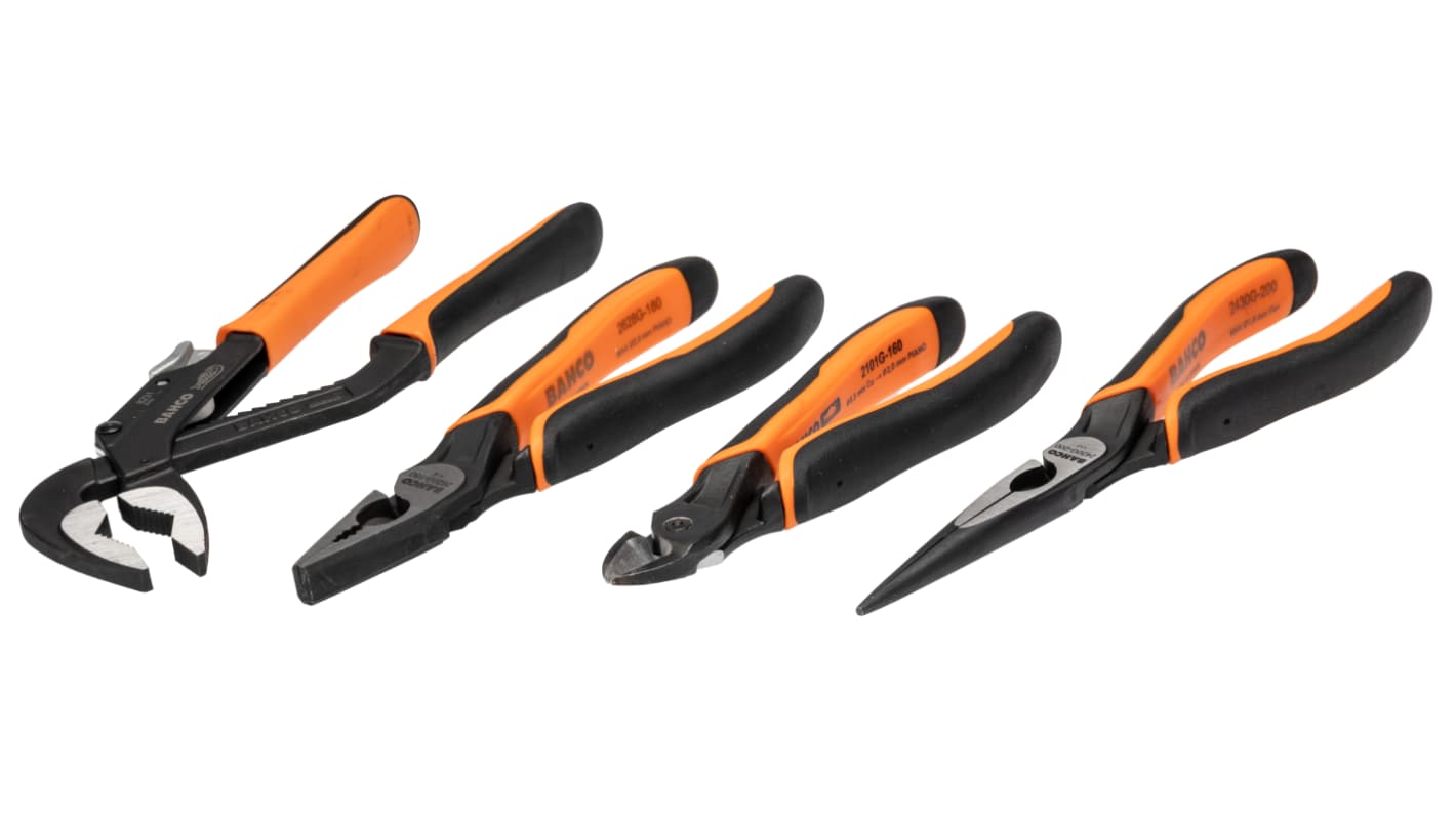 Bahco 4-Piece Plier Set, 180 mm Overall