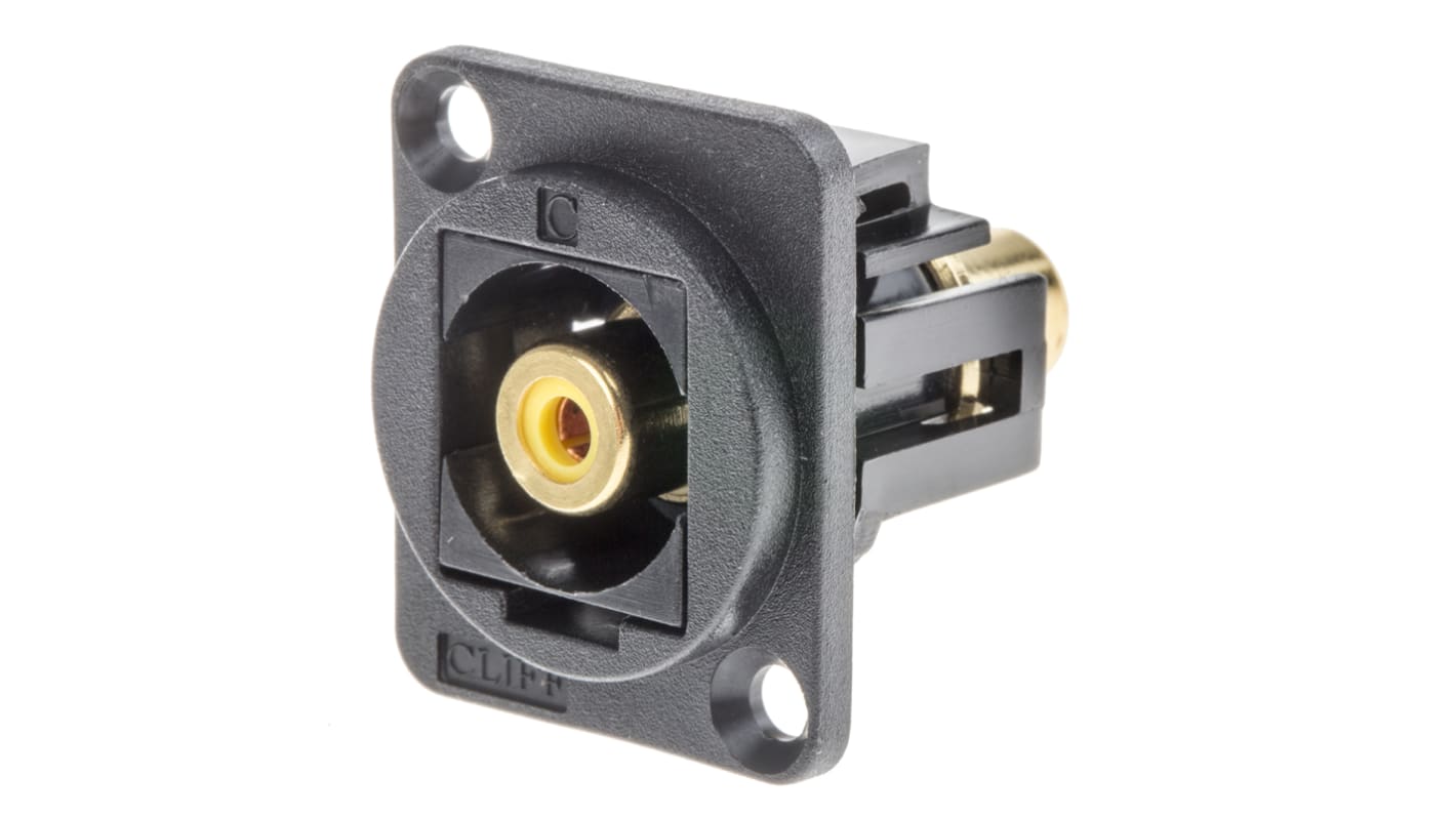 RS PRO Black Panel Mount RCA Socket