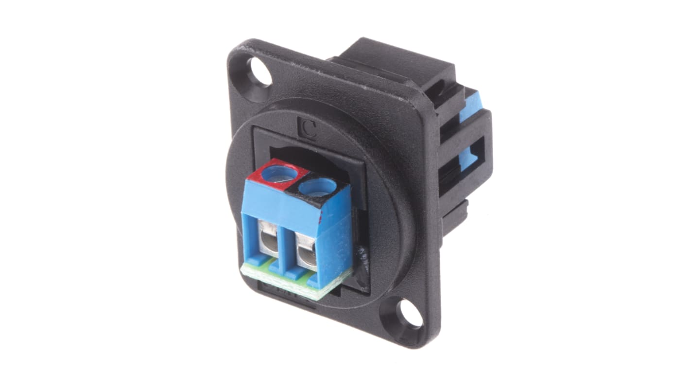 RS PRO 接线端子连接器, 2路, 10A, 25 v 、 60 v, 馈通端接, 面板安装, 黑色
