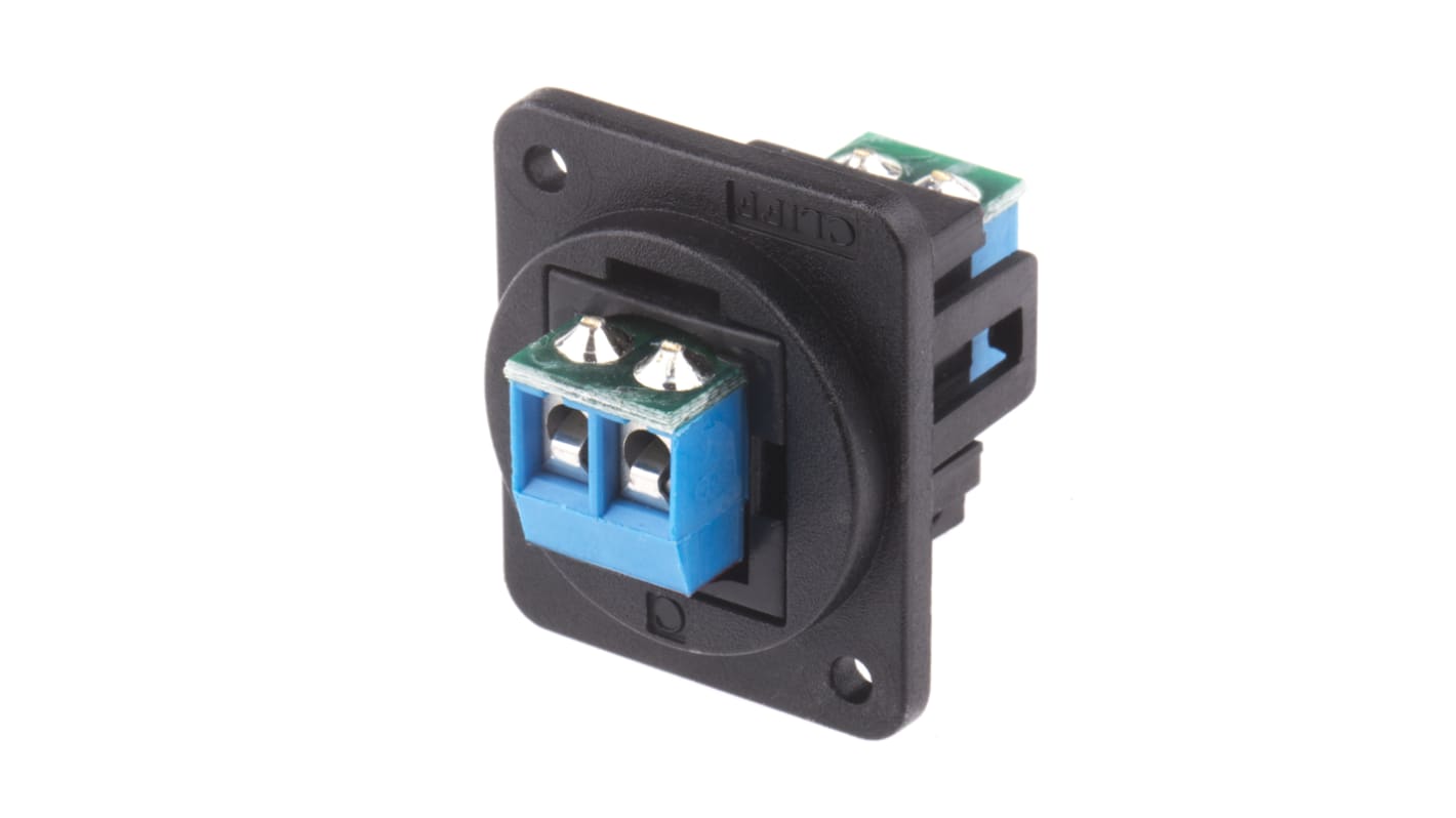RS PRO 接线端子连接器, 2路, 10A, 25 v 、 60 v, 馈通端接, 面板安装, 黑色