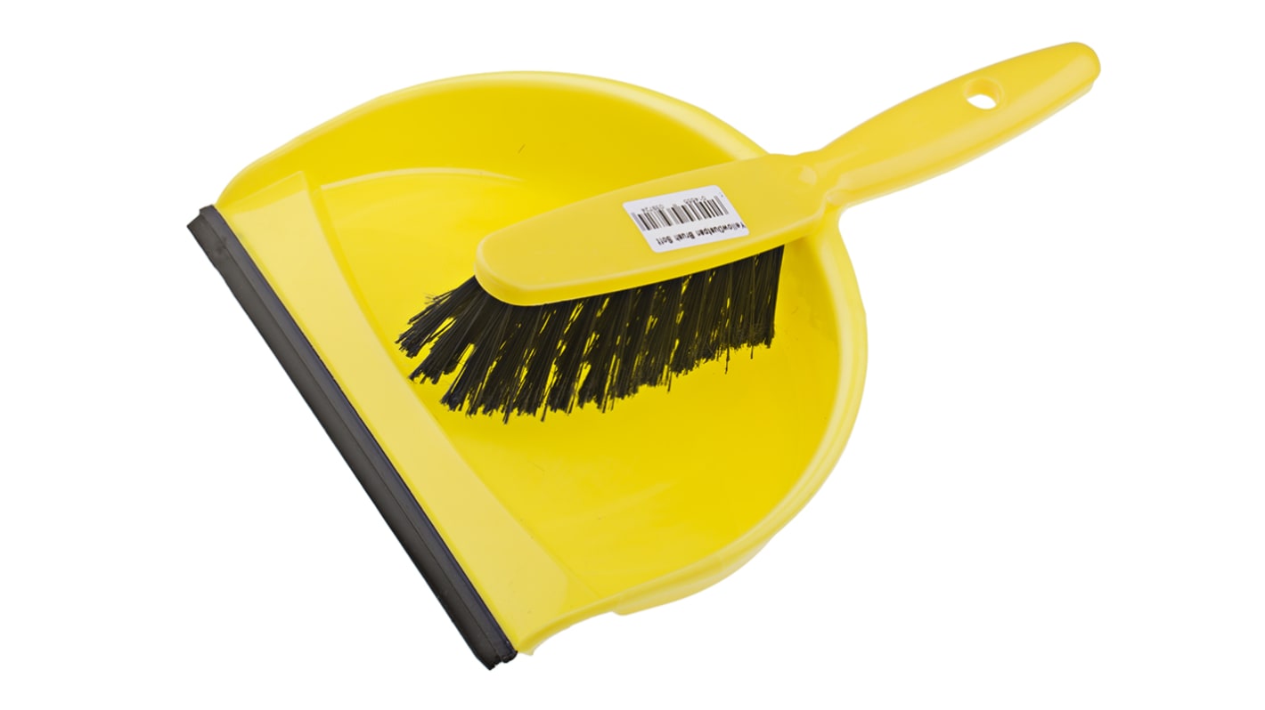 RS PRO Yellow Dustpan & Brush for Cleaning with brush included