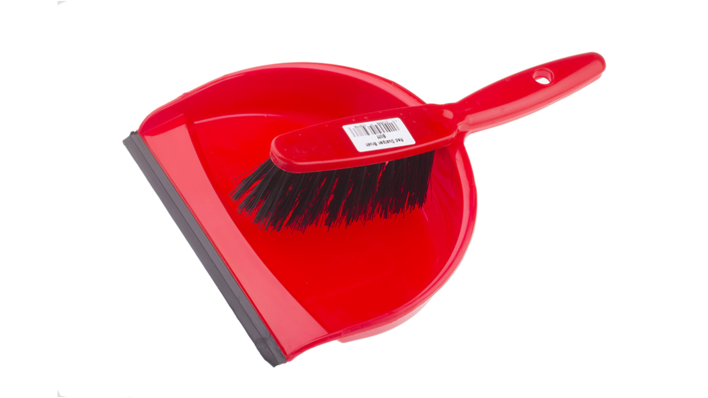 RS PRO Red Dustpan & Brush for Cleaning with brush included
