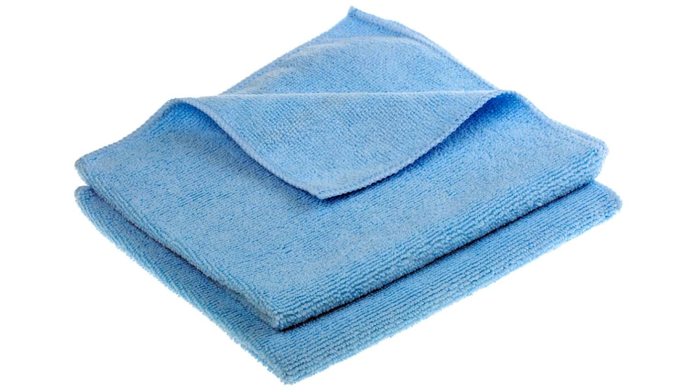 RS PRO Blue Microfibre Cloths for Cleaning Drying Dry Use Pack of 10 400 x 400mm Repeat Use RS
