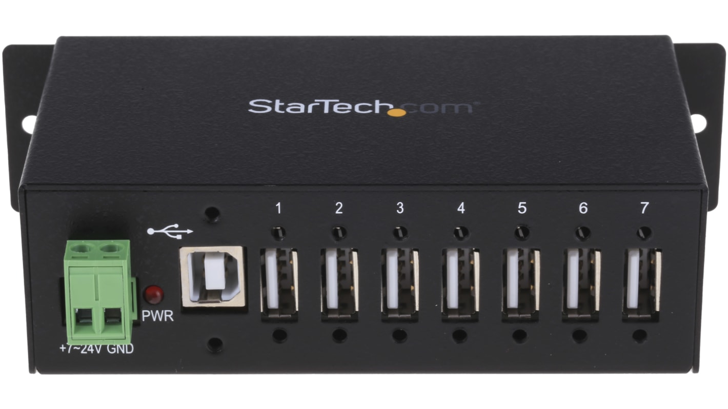 StarTech.com 7 Port USB 2.0 USB A  Hub, Terminal Connector Powered, 133 x 61.5 x 36.3mm