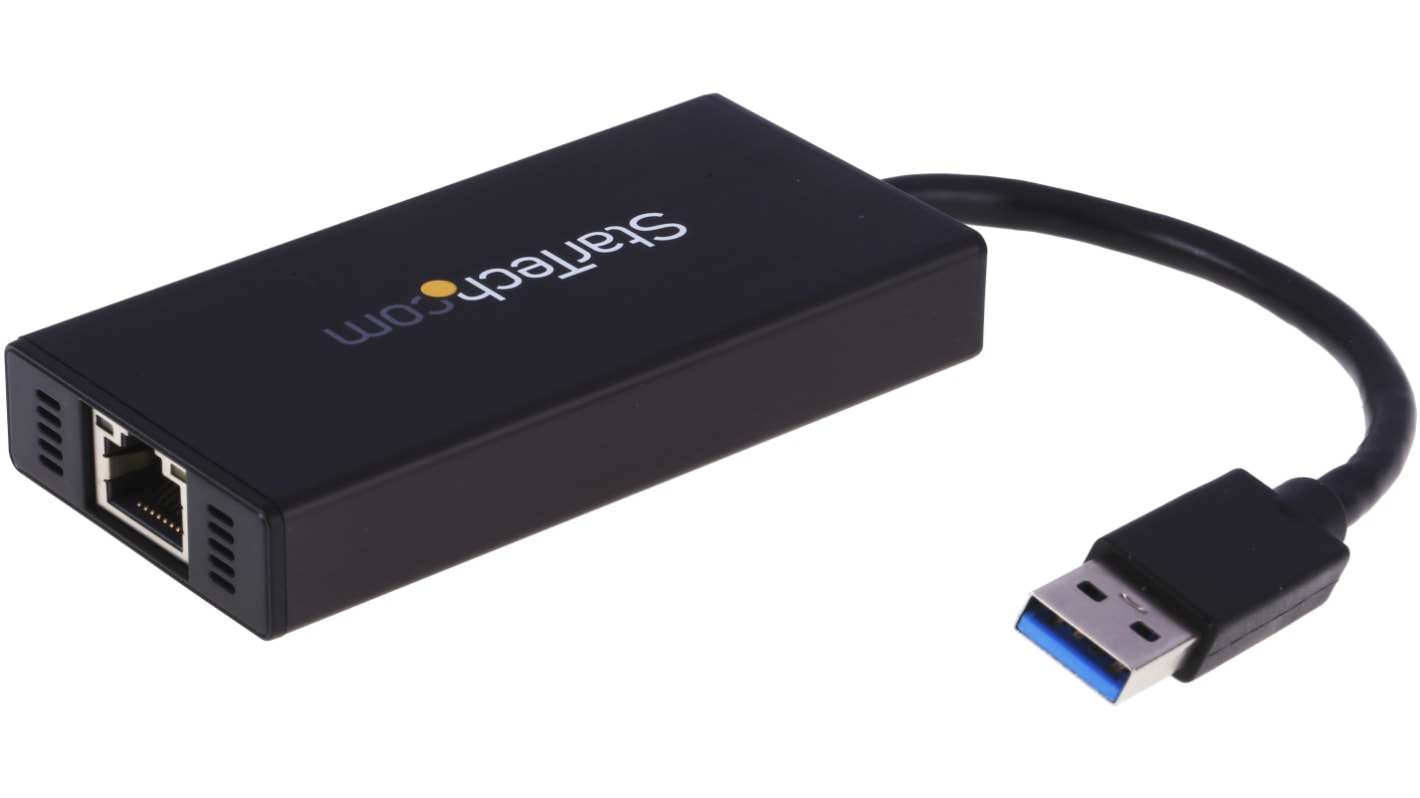 Hub USB StarTech.com, ST3300GU3B, USB 3.0 RJ45 3 Adaptador de a.c. USB A