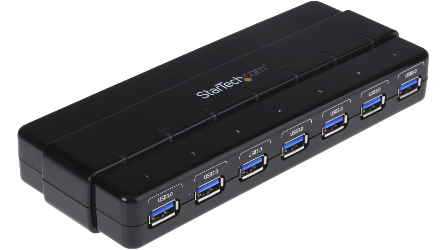 StarTech.com 7 Port USB 3.0 USB A  Hub, AC Adapter Powered, 172 x 70 x 23mm