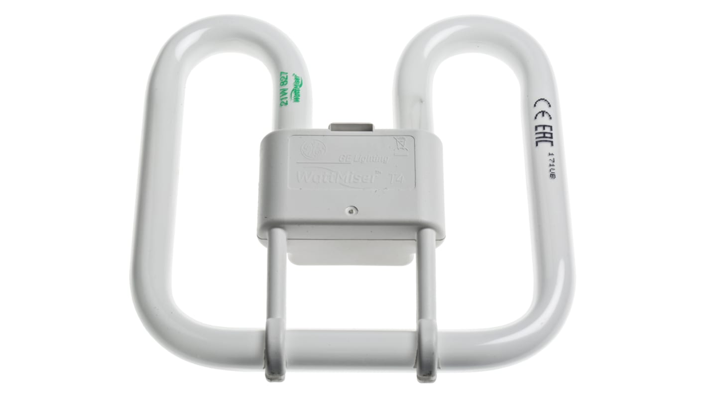 GE GR10q Twin Tube Shape CFL Bulb, 21 W, 2700K, Extra Warm White Colour Tone
