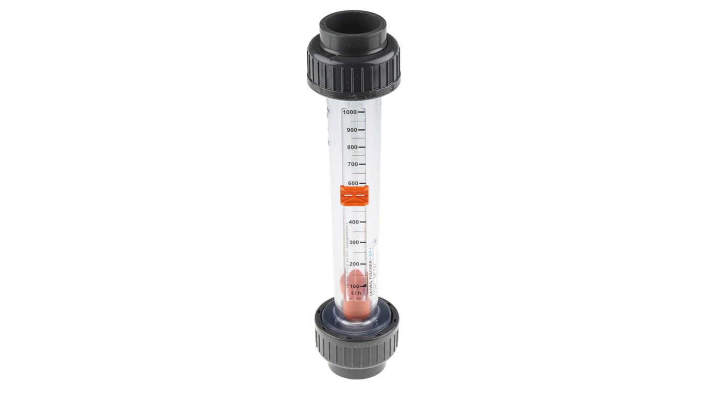 Georg Fischer Short Version Series Variable Area Flow Meter for Liquid, 100 L/h Min, 1000 L/h Max