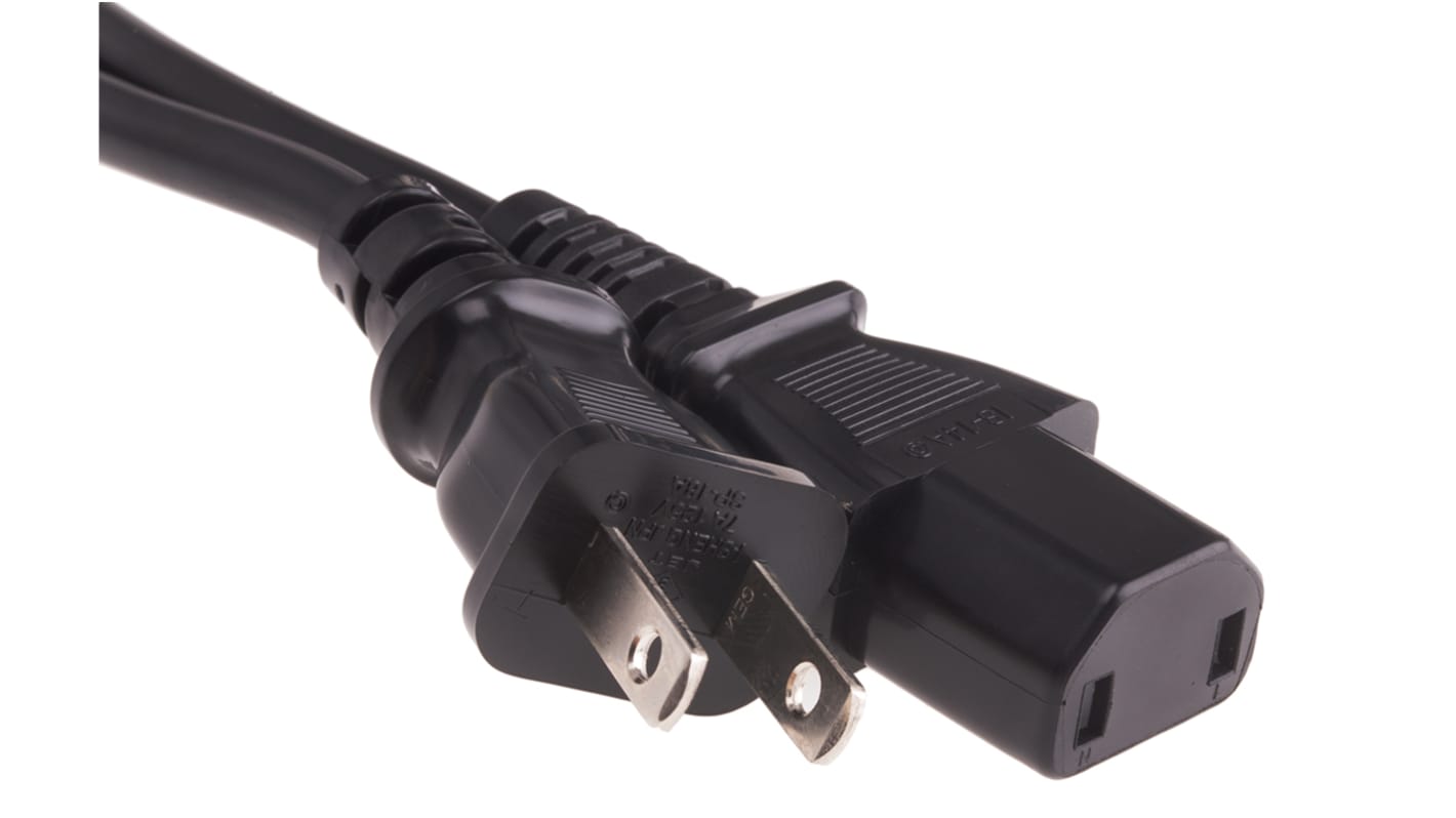 RS PRO Konfektioniertes Stromkabel, A IEC C17 / Buchse, B Japanischer Stecker Typ A / Stecker, 7 A, 2m Schwarz, 125 V
