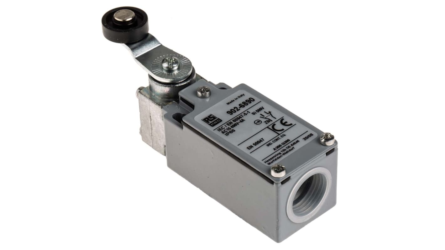 RS PRO Roller Lever Limit Switch, NO/NC, IP66, DPST, Zinc Alloy Housing, 400V ac Max, 10A Max