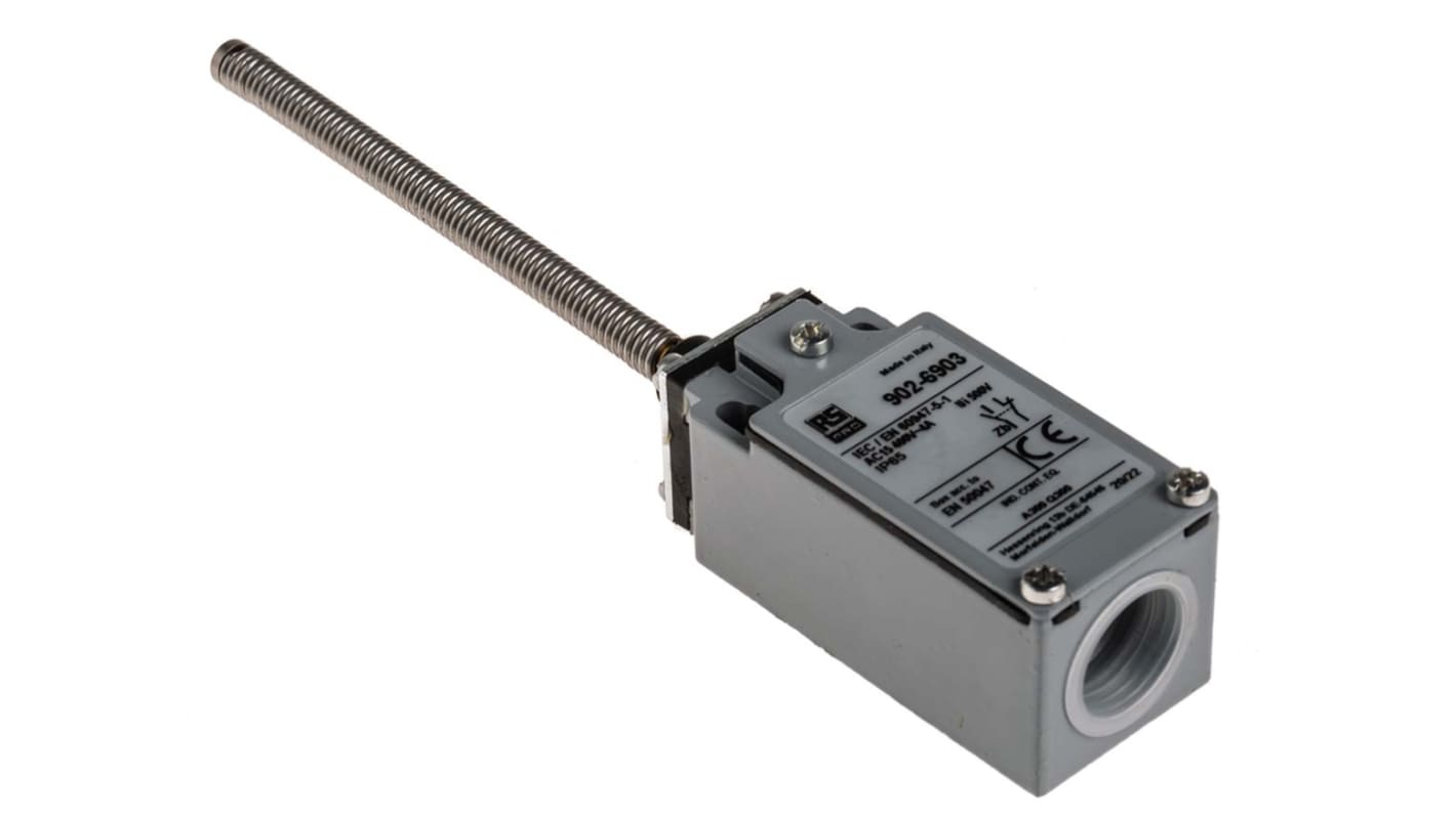 RS PRO Coil Spring Limit Switch, NO/NC, IP66, DPST, Zinc Alloy Housing, 400V ac Max, 10A Max