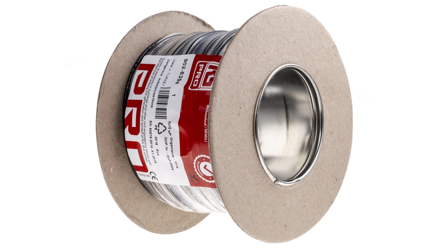 RS PRO 黑色电线, 1.5mm², 100m长, 16AWG, 750V, 最高+70°C, PVC绝缘