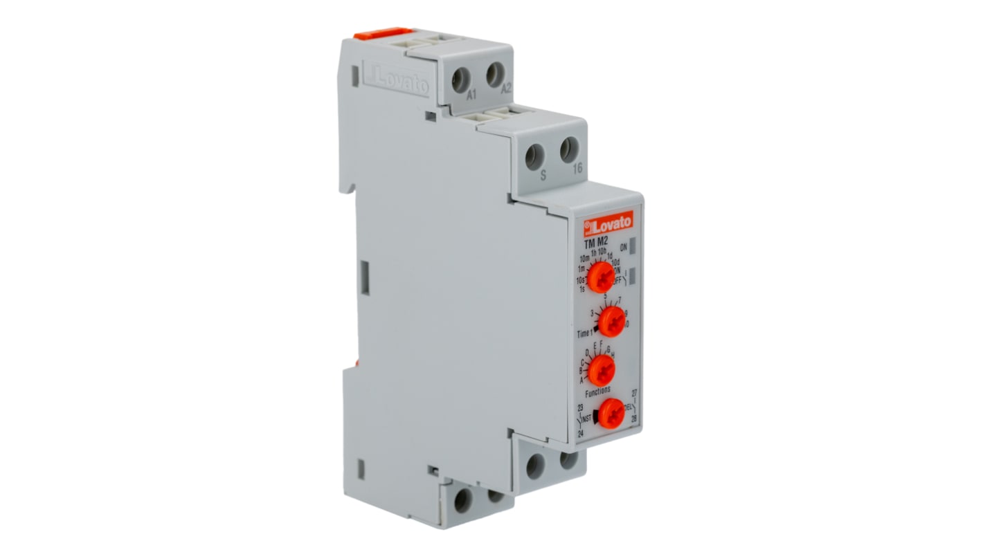 Lovato TM Series DIN Rail Mount Timer Relay, 12 → 240V ac/dc, 3-Contact, 0.1 s → 10days