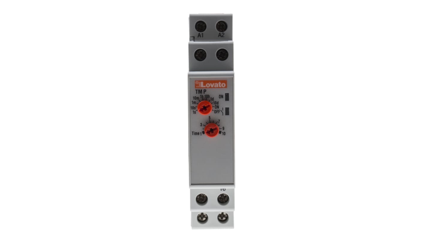 Lovato DIN Rail Mount Timer Relay, 24 → 240 V ac, 24 → 48V dc, 2-Contact, 0.1 s → 10days,