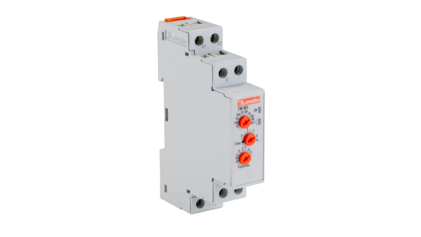 Lovato DIN Rail Mount Timer Relay, 12 → 240V ac/dc, 2-Contact, 0.1 s → 10days, SPDT