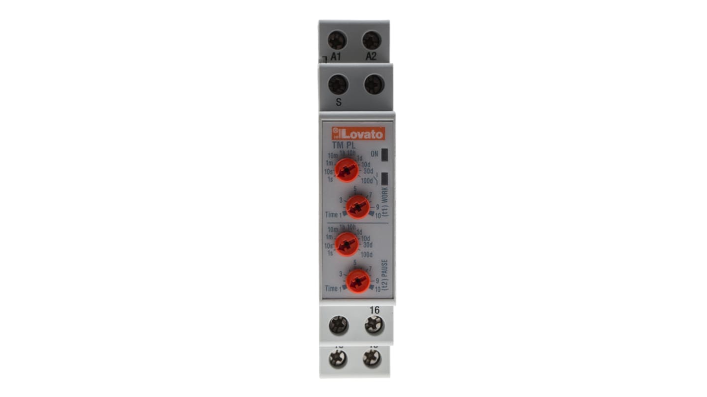 Lovato DIN Rail Mount Timer Relay, 12 → 240V ac/dc, 2-Contact, 0.1 s → 100days, SPDT