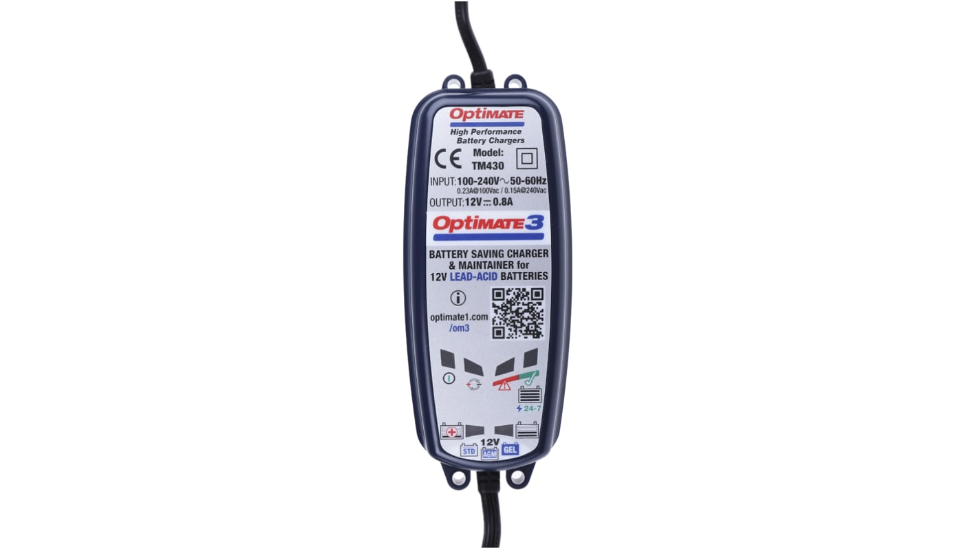 TecMate OptiMate 3 Battery Charger For Lead Acid 12 V 12V 800mA with EU plug