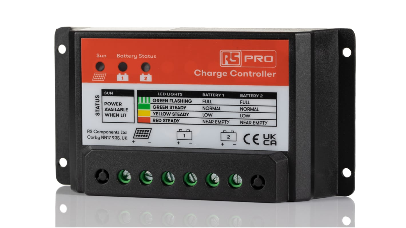 RS PRO 12 V, 24 V 10A Solar Charge Controller