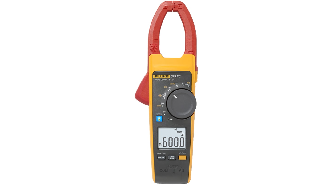 Fluke 375 FC Lakatfogó (AC/DC lakatfogós mérőműszer) 600A ac, 1000V ac, 1000V dc, valódi RMS, CAT III 1000V Bluetooth,