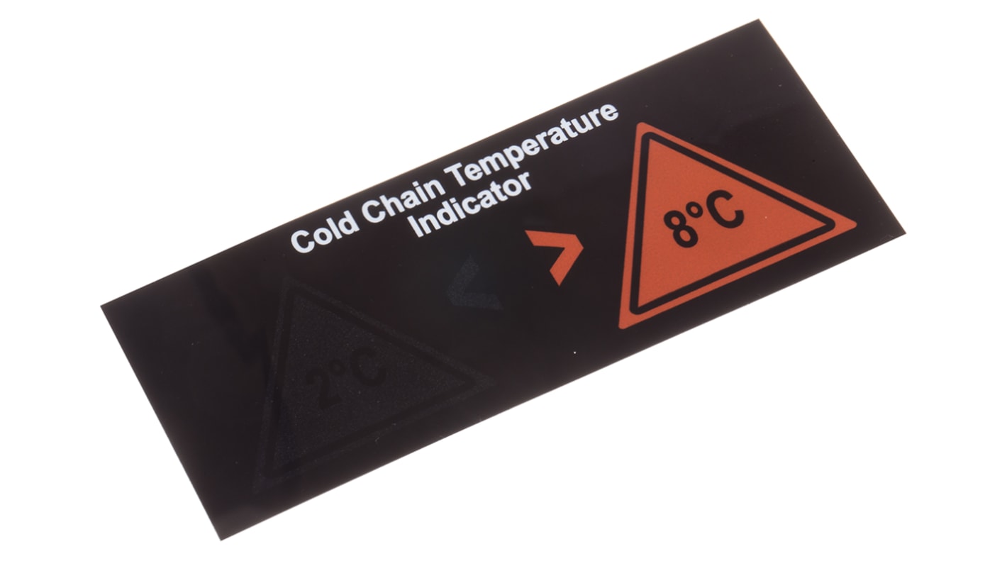 Wskaźnik temperatury — etykieta maksymalna czułość 2°C minimalna czułość 8°C