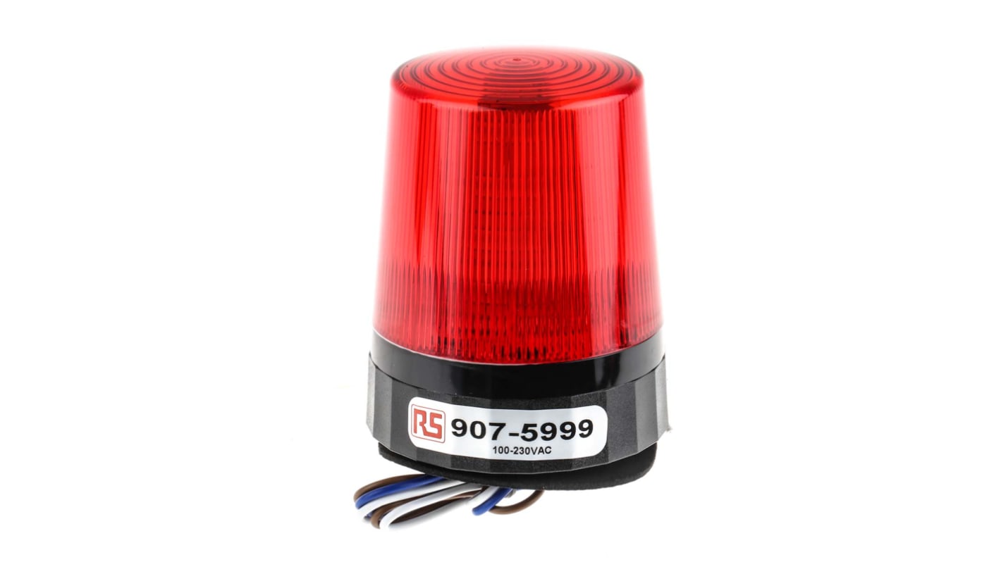 RS PRO 红色闪光LED警示灯, 黑色外壳, 110 → 230 v 交流, Φ77mm底座, 螺钉安装, IP67