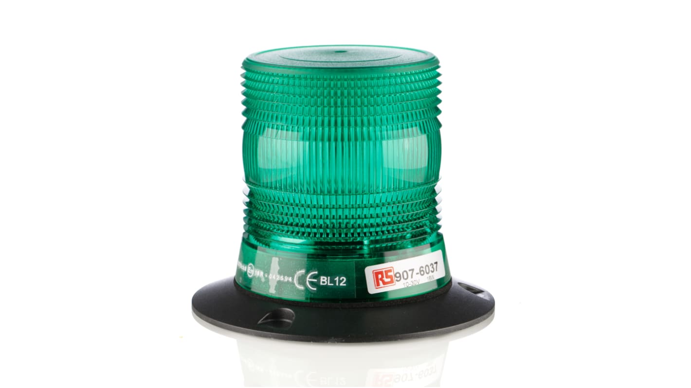 Indicador luminoso RS PRO, efecto Intermitente, LED, Verde, alim. 10 → 100 V DC