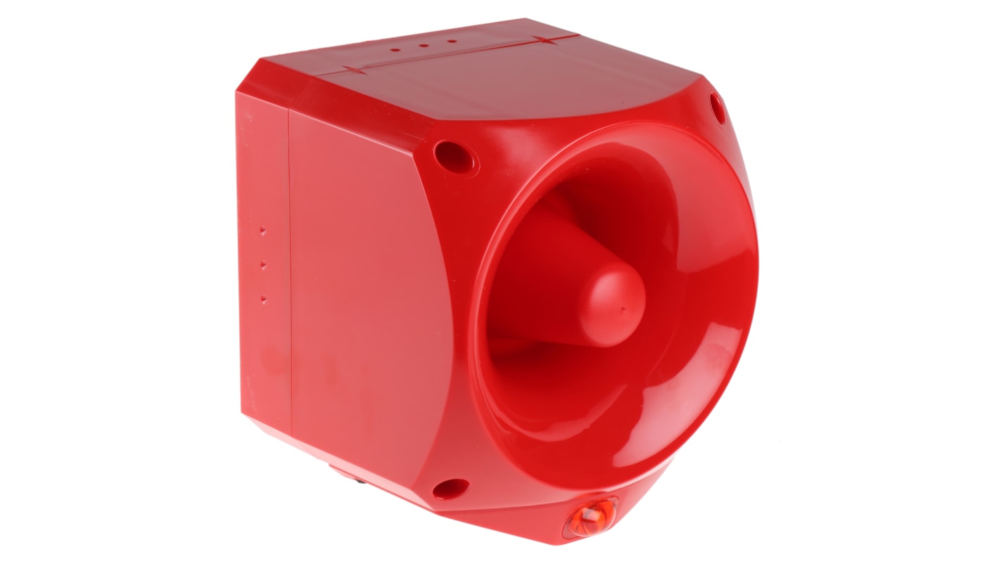 Klaxon Nexus Pulse Series Red Sounder Beacon, 17 → 60 V dc, IP66, Base Mount, 110dB at 1 Metre