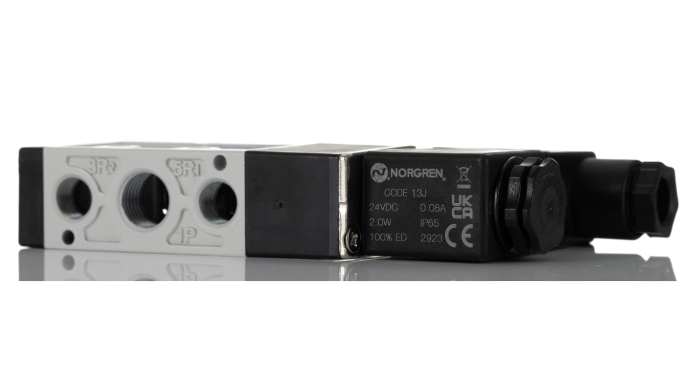 Electrodistributeur pneumatique RS PRO série V51, Bobine/Ressort, G 1/4, 24V c.c.