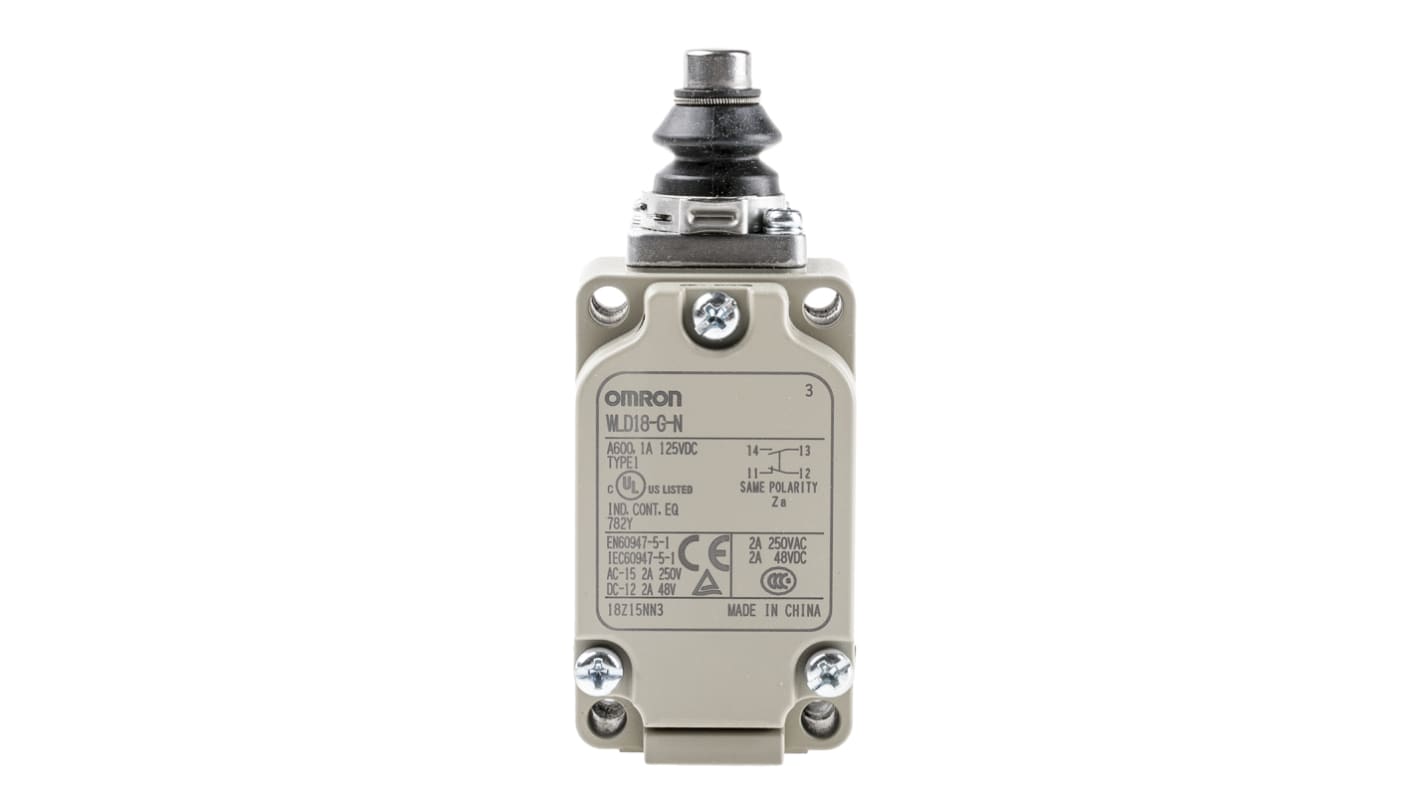 Omron WLD18 Series Plunger Limit Switch, NO/NC, IP67, SPST, 500V ac Max, 10A Max