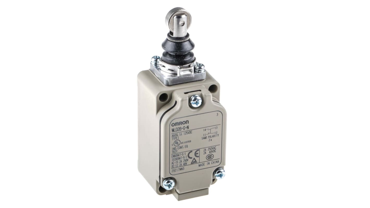 Omron WL Series Roller Plunger Limit Switch, NO/NC, IP67, SPST, 500V ac Max, 10A Max